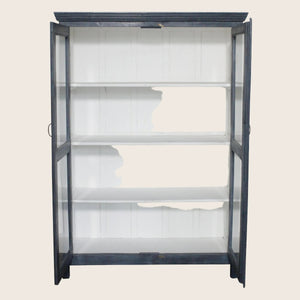 Vintage Navy-Painted Glass Front Cabinet - hover