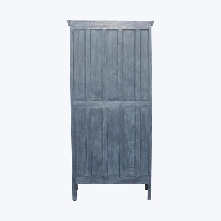 Vintage Navy-Painted Glass Front Cabinet