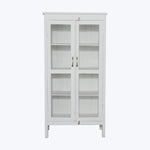 Vintage White-Painted Glass Front Cabinet