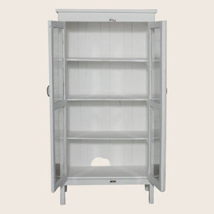 Vintage White-Painted Glass Front Cabinet - hover