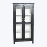 Vintage Black-Painted Glass Front Cabinet