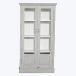 Vintage Grey-Painted Glass Front Cabinet