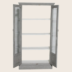 Vintage Grey-Painted Glass Front Cabinet - hover
