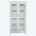 Vintage White Painted Glass Front Cabinet