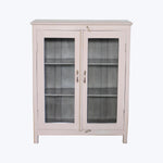 Vintage Pink-Painted Glass Front Cabinet