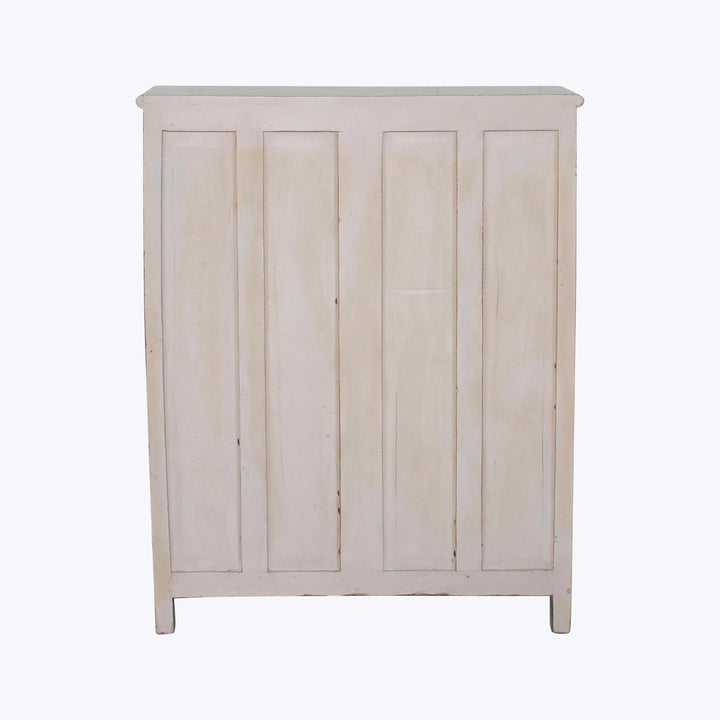 Vintage Pink-Painted Glass Front Cabinet