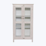 Vintage Pink-Painted Glass Front Cabinet