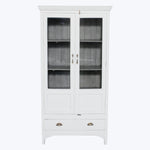 Vintage White-Painted Glass Front Cabinet
