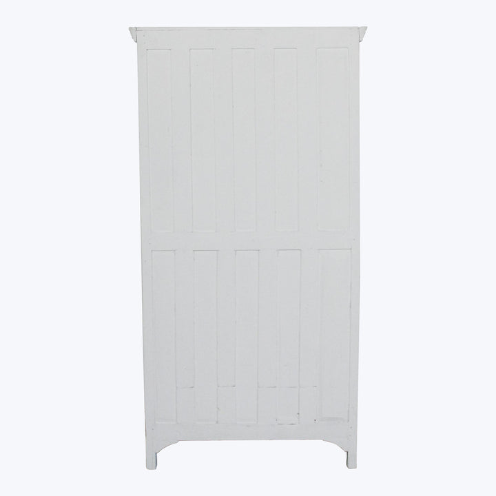 Vintage White-Painted Glass Front Cabinet