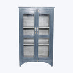 Vintage Navy-Painted Glass Front Cabinet