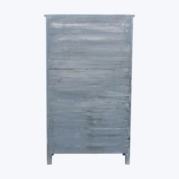 Vintage Navy-Painted Glass Front Cabinet