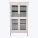 Vintage Pink-Painted Glass Front Cabinet