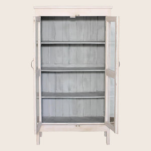 Vintage Pink-Painted Glass Front Cabinet - hover