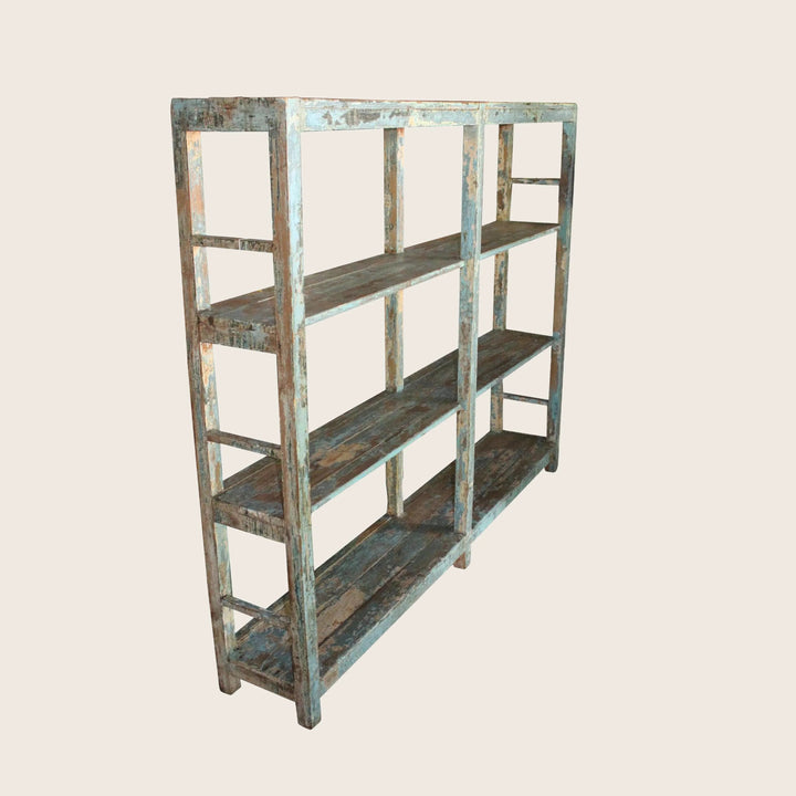 Vintage Blue-Distressed Wooden Shelf