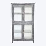 Vintage Charcoal-Painted Glass Front Cabinet