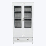 Vintage White-Painted Glass Front Cabinet