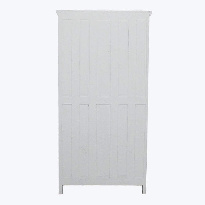 Vintage White-Painted Glass Front Cabinet