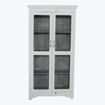 Vintage White-Painted Glass Front Cabinet