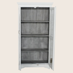 Vintage White-Painted Glass Front Cabinet - hover