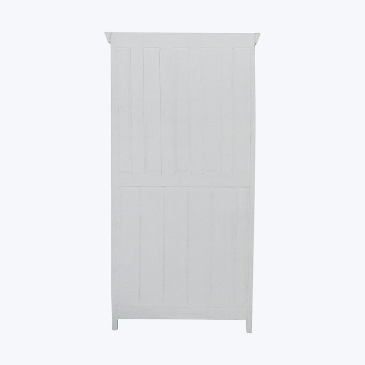 Vintage White-Painted Glass Front Cabinet