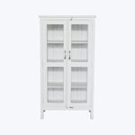 Vintage White-Painted Glass Front Cabinet