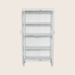 Vintage White-Painted Glass Front Cabinet - hover