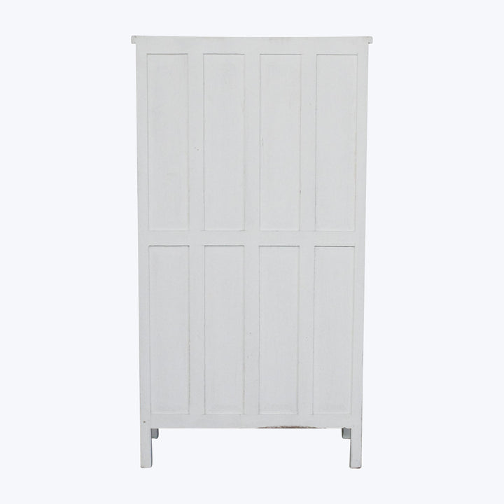 Vintage White-Painted Glass Front Cabinet