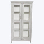 Vintage Grey-Painted Glass Front Cabinet