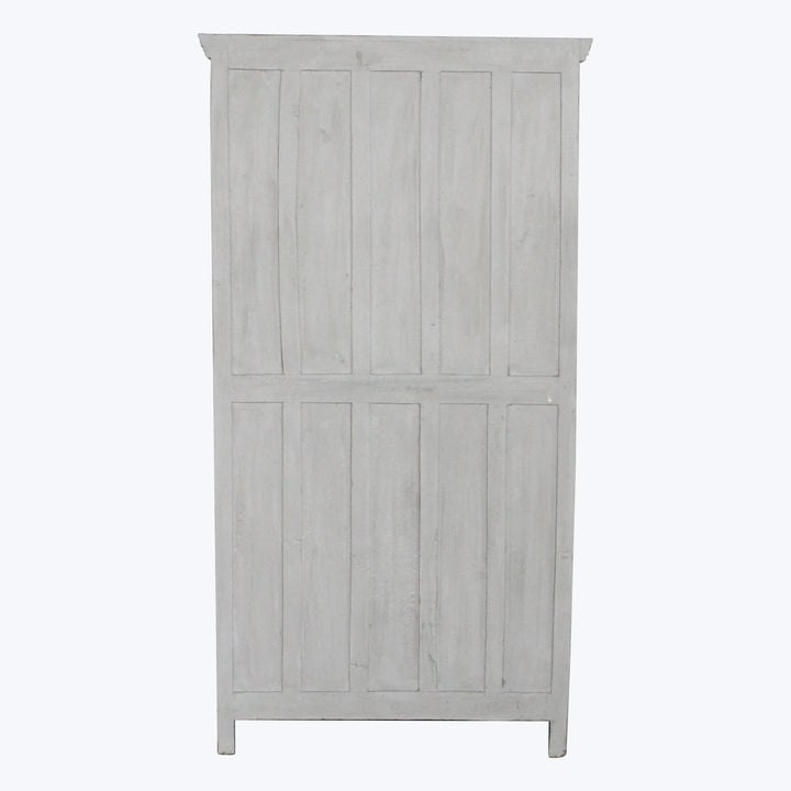 Vintage Grey-Painted Glass Front Cabinet