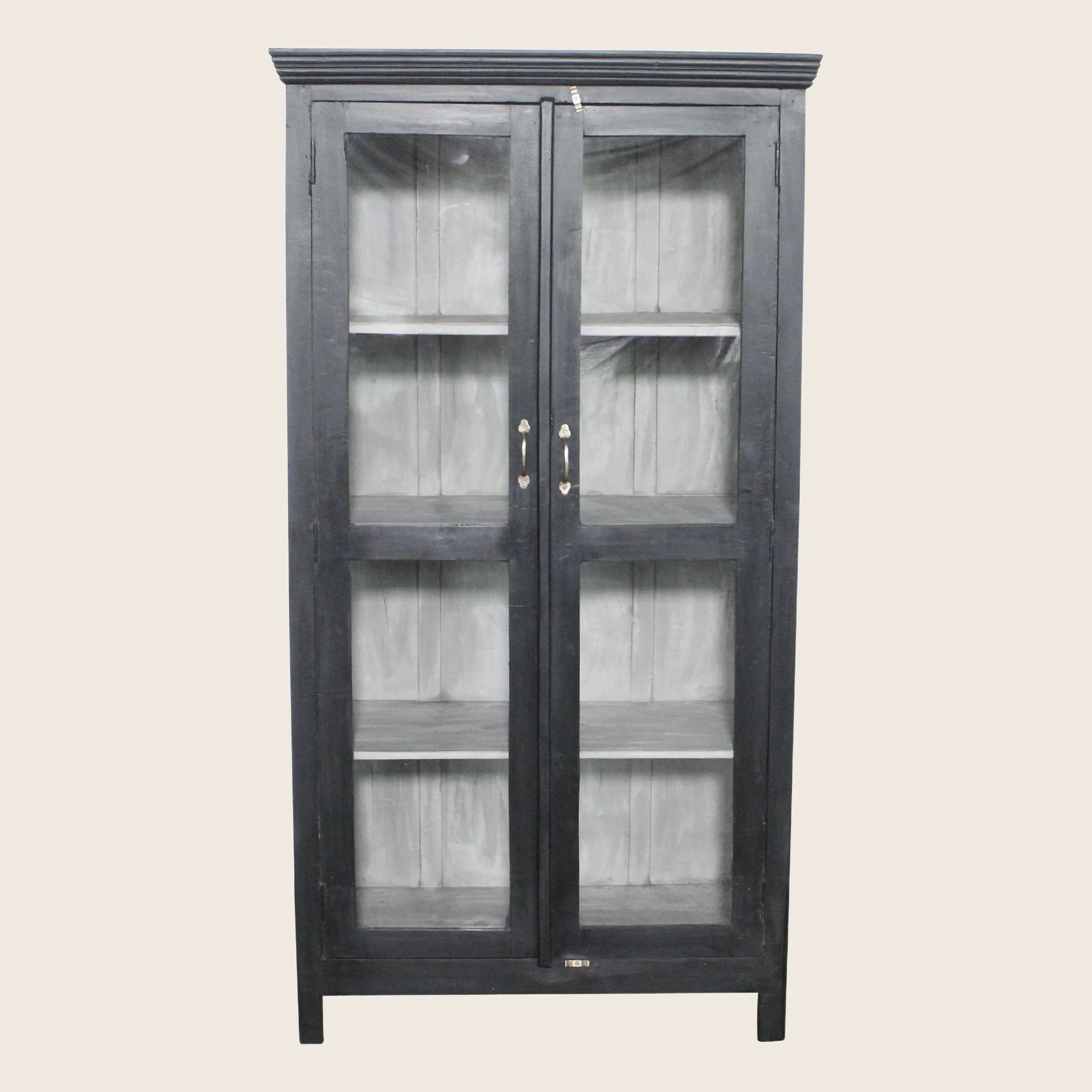 Vintage Black-Painted Glass Front Cabinet – abc carpet & home