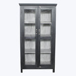 Vintage Black-Painted Glass Front Cabinet
