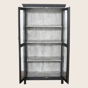 Vintage Black-Painted Glass Front Cabinet - hover