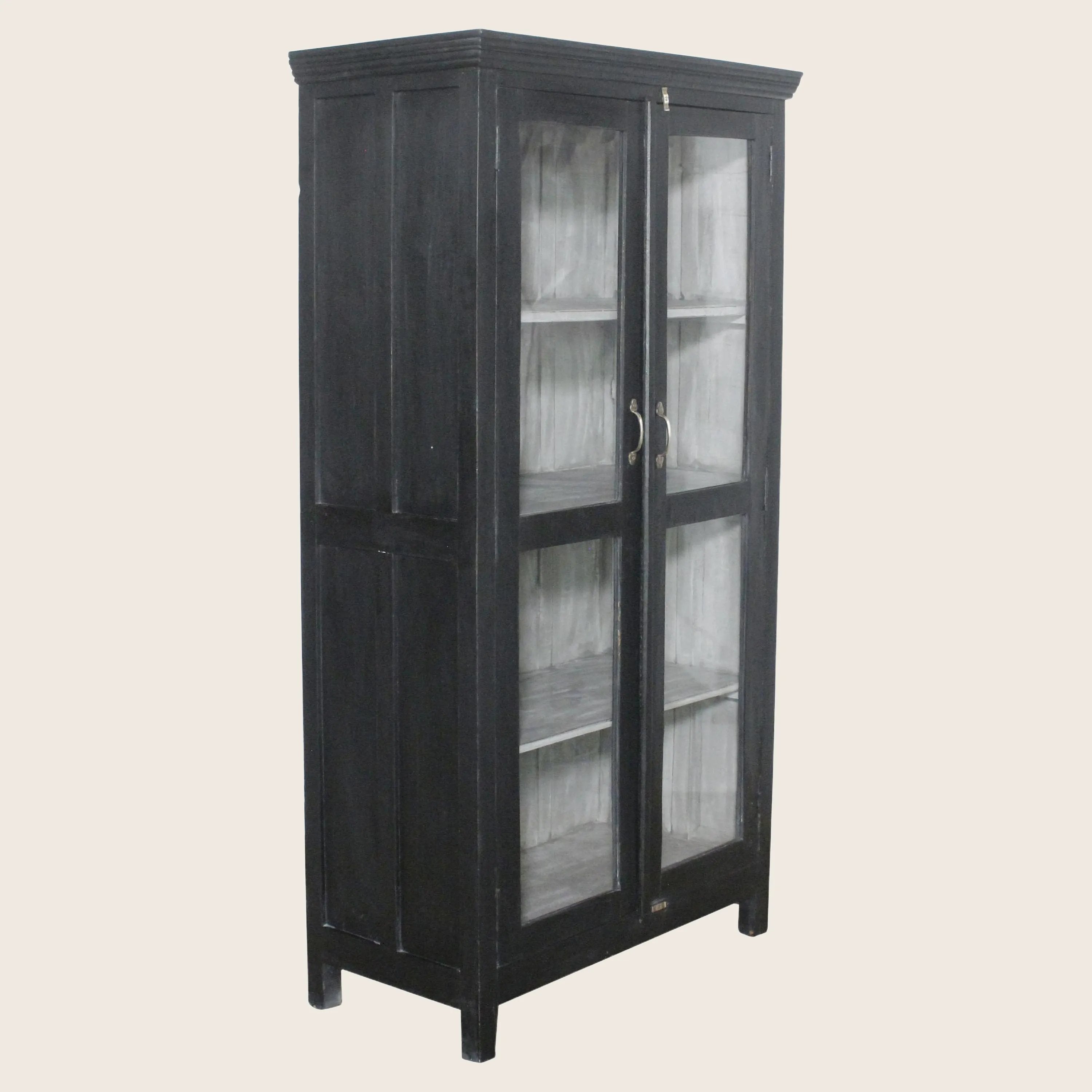 Vintage Black-Painted Glass Front Cabinet – abc carpet & home