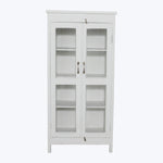Vintage White-Painted Glass Front Cabinet