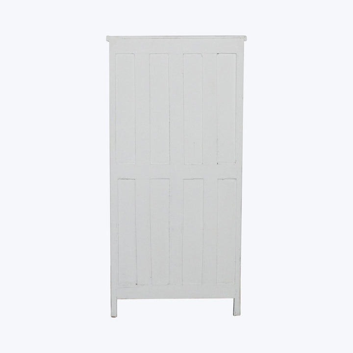 Vintage White-Painted Glass Front Cabinet