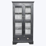 Vintage Black-Painted Glass Front Cabinet
