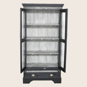 Vintage Black-Painted Glass Front Cabinet - hover