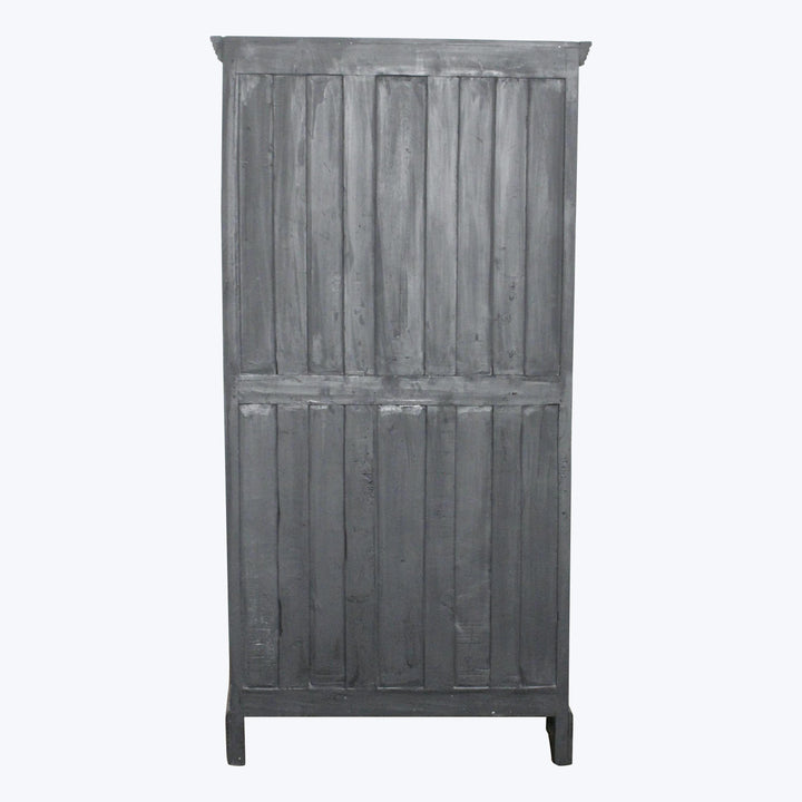 Vintage Black-Painted Glass Front Cabinet