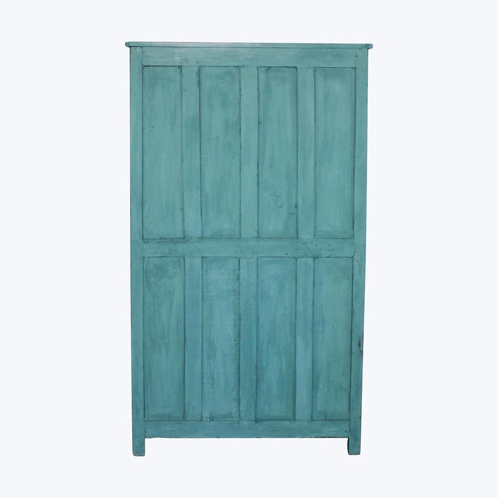Vintage Teal-Painted Glass Front Cabinet