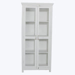Vintage White-Painted Glass Front Cabinet