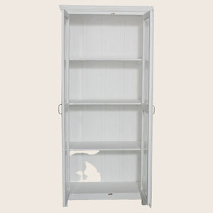 Vintage White-Painted Glass Front Cabinet - hover
