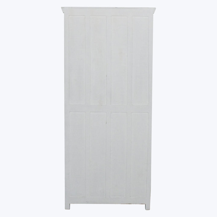 Vintage White-Painted Glass Front Cabinet