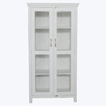 Vintage White-Painted Glass Front Cabinet