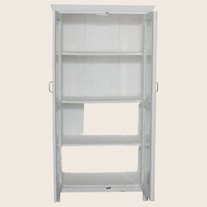 Vintage White-Painted Glass Front Cabinet - hover