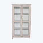 Vintage Pink-Painted Glass Front Cabinet