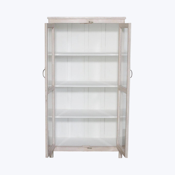 Vintage Pink-Painted Glass Front Cabinet