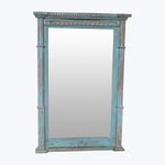 Vintage Teal-Painted Ornate Mirror