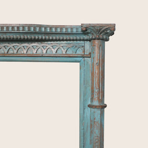 Vintage Teal-Painted Ornate Mirror - hover