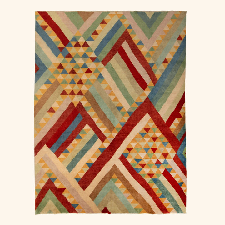 Image for Multicolored Contemporary Swedish-Inspired Wool Rug - 8'3" x 10'5"
