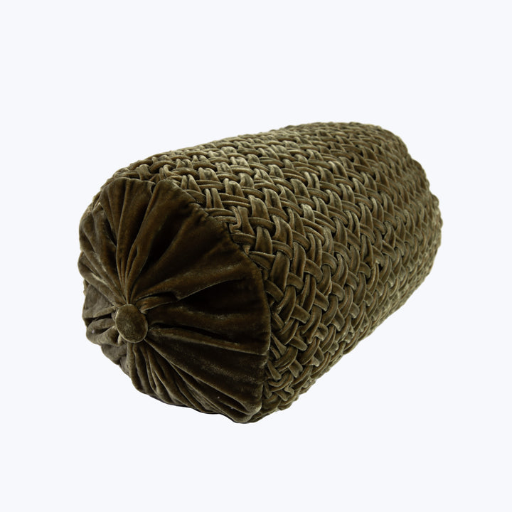 Basket Weave Silk Velvet Bolster Pillow